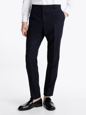 pantaloni in flanella di misto lana blu da uomini tommy hilfiger