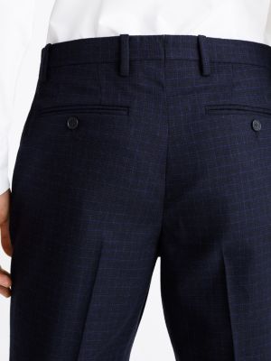 pantaloni in flanella di misto lana blu da uomini tommy hilfiger