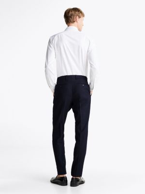 pantaloni in flanella di misto lana blu da uomini tommy hilfiger