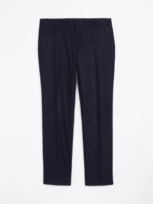 pantaloni in flanella di misto lana blu da uomini tommy hilfiger