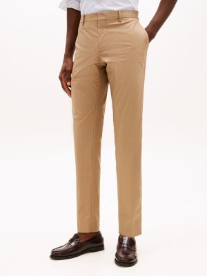 beige slim fit pak met klepzakken voor heren - tommy hilfiger