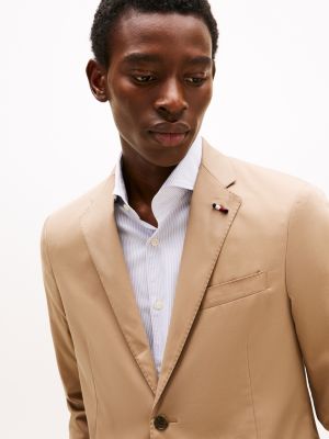 costume ajusté à poche à rabat beige pour hommes tommy hilfiger