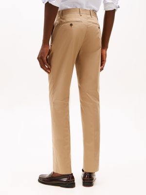 beige slim fit pak met klepzakken voor heren - tommy hilfiger