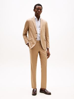 traje de corte slim con bolsillos con solapa beige de hombres tommy hilfiger