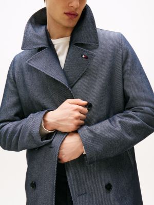 blauw double-breasted peacoat voor heren - tommy hilfiger