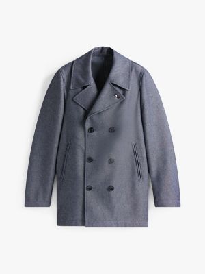 blauw double-breasted peacoat voor heren - tommy hilfiger