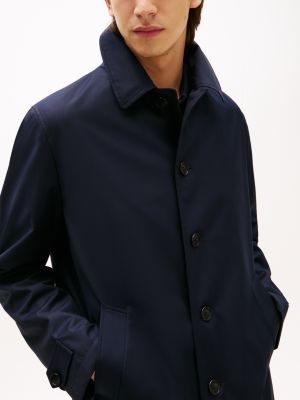 blue single breasted coat for men tommy hilfiger