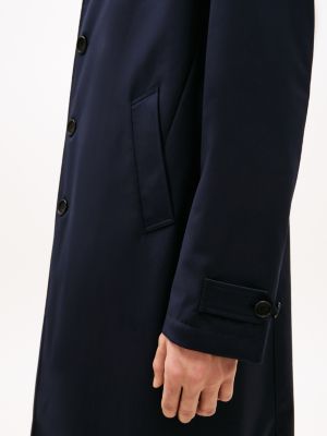 blue single breasted coat for men tommy hilfiger