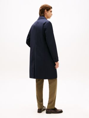 blue single breasted coat for men tommy hilfiger