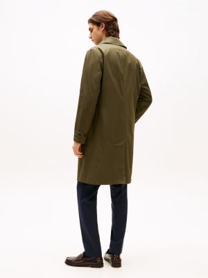 green single breasted gabardine coat for men tommy hilfiger