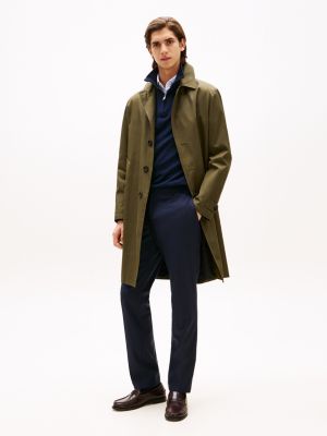 manteau droit en gabardine green pour hommes tommy hilfiger