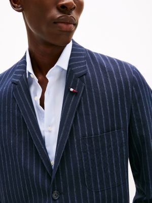 blazer droit à fines rayures bleu pour hommes tommy hilfiger