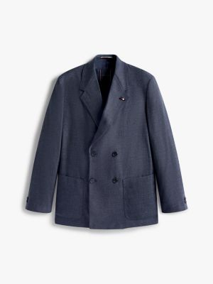 blue wool blend denim blazer for men tommy hilfiger