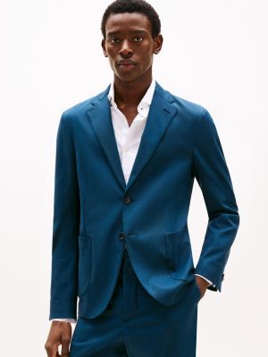 blazer droit en gabardine blue pour hommes tommy hilfiger