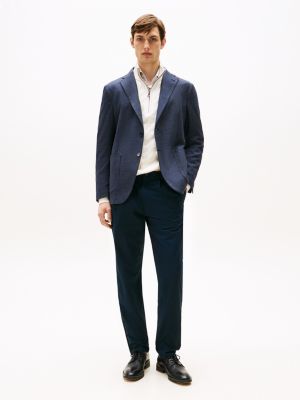 blazer en denim de laine mélangée bleu pour hommes tommy hilfiger