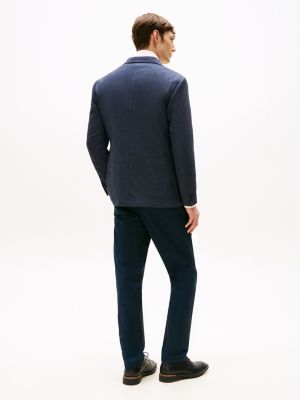 blue wool blend denim blazer for men tommy hilfiger