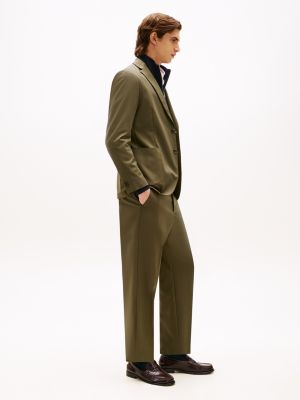 pantaloni con pieghe stirate verde da uomini tommy hilfiger