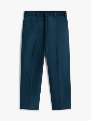 blau gabardine-hose mit bügelfalten für herren - tommy hilfiger