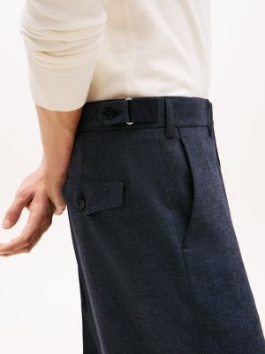 pantalon en denim de laine mélangée bleu pour hommes tommy hilfiger