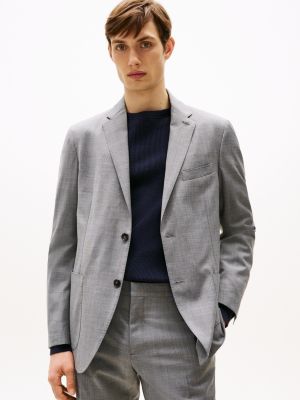 blazer droit en laine mélangée grey pour hommes tommy hilfiger