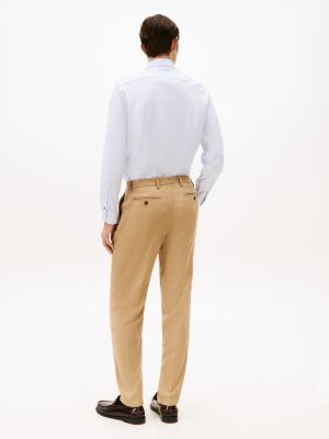 beige pressed crease trousers for men tommy hilfiger