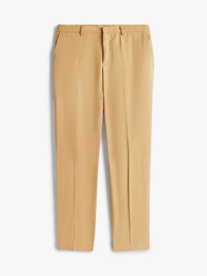 beige pressed crease trousers for men tommy hilfiger