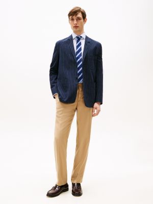 pantaloni con pieghe stirate beige da uomini tommy hilfiger