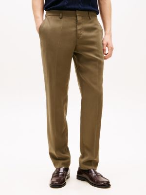 green pressed crease trousers for men tommy hilfiger