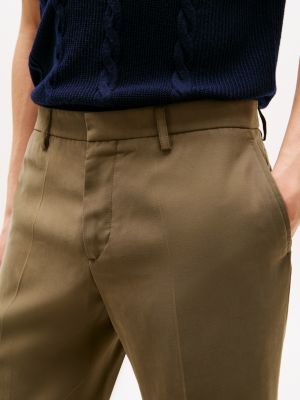 green pressed crease trousers for men tommy hilfiger