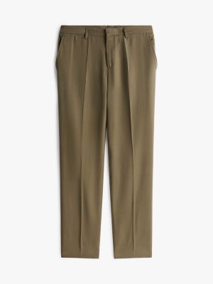 pantaloni con pieghe stirate verde da uomini tommy hilfiger