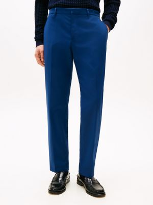 blauw pantalon met persvouwen voor heren - tommy hilfiger