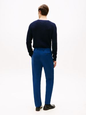 blauw pantalon met persvouwen voor heren - tommy hilfiger