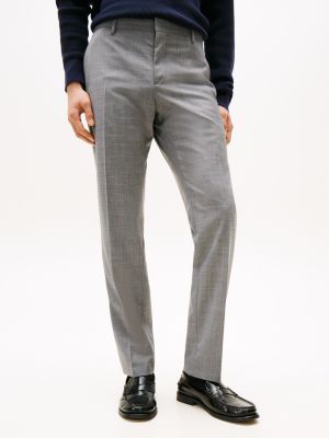 pantaloni slim fit in misto lana grigio da uomini tommy hilfiger