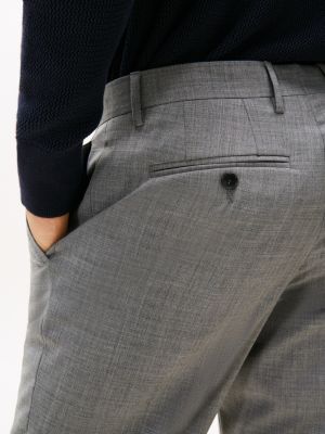 pantaloni slim fit in misto lana grigio da uomini tommy hilfiger