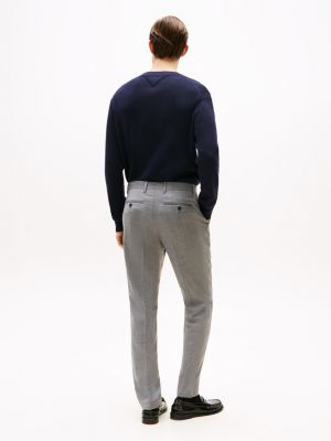 pantaloni slim fit in misto lana grigio da uomini tommy hilfiger