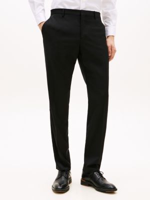 black wool blend trousers for men tommy hilfiger