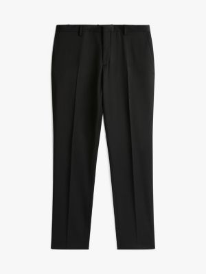 black wool blend trousers for men tommy hilfiger