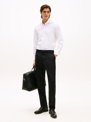 black wool blend trousers for men tommy hilfiger