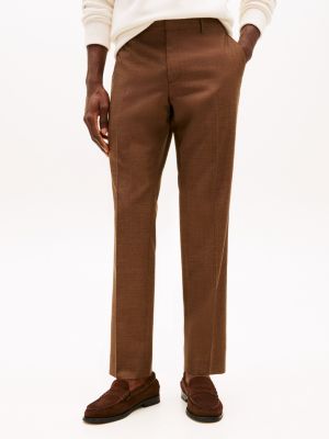 brown wool blend trousers for men tommy hilfiger