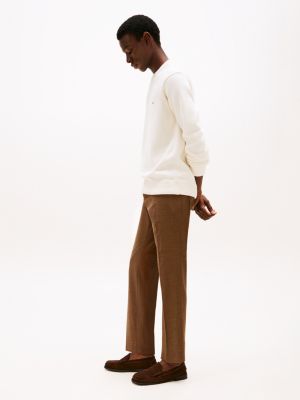 brown wool blend trousers for men tommy hilfiger