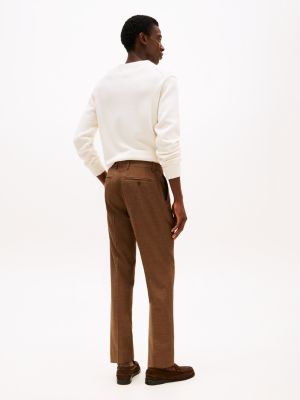 brown wool blend trousers for men tommy hilfiger