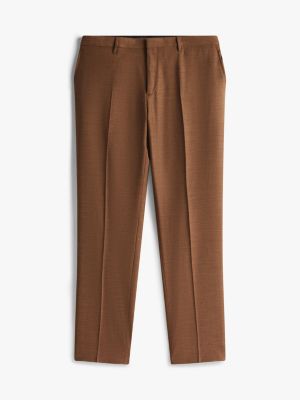 brown wool blend trousers for men tommy hilfiger