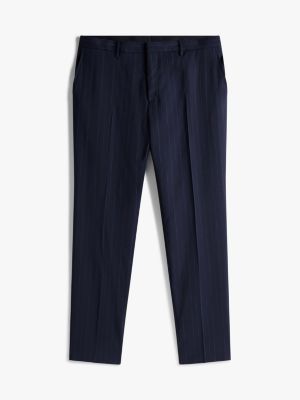 blauw wollen pantalon met krijtstreep voor heren - tommy hilfiger