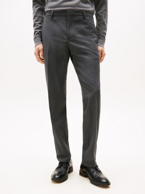 grey wool blend pinstripe trousers for men tommy hilfiger