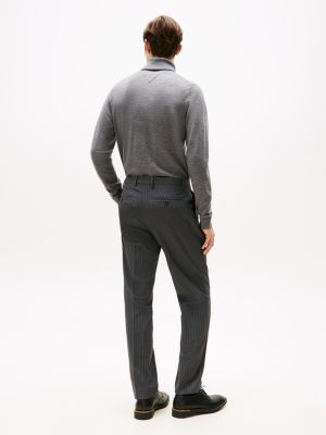 pantalon à fines rayures en laine majoritaire gris pour hommes tommy hilfiger