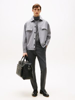 grey pantalon van stretchwolmix met krijtstreep voor heren - tommy hilfiger