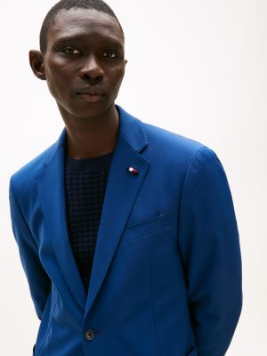 blue slim fit single breasted blazer for men tommy hilfiger