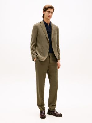 groen slim fit blazer met revers met inkeping voor heren - tommy hilfiger