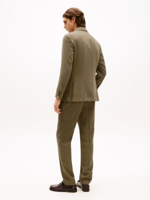 groen slim fit blazer met revers met inkeping voor heren - tommy hilfiger