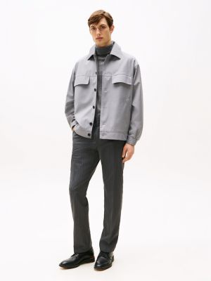 grey flap pocket bomber jacket for men tommy hilfiger